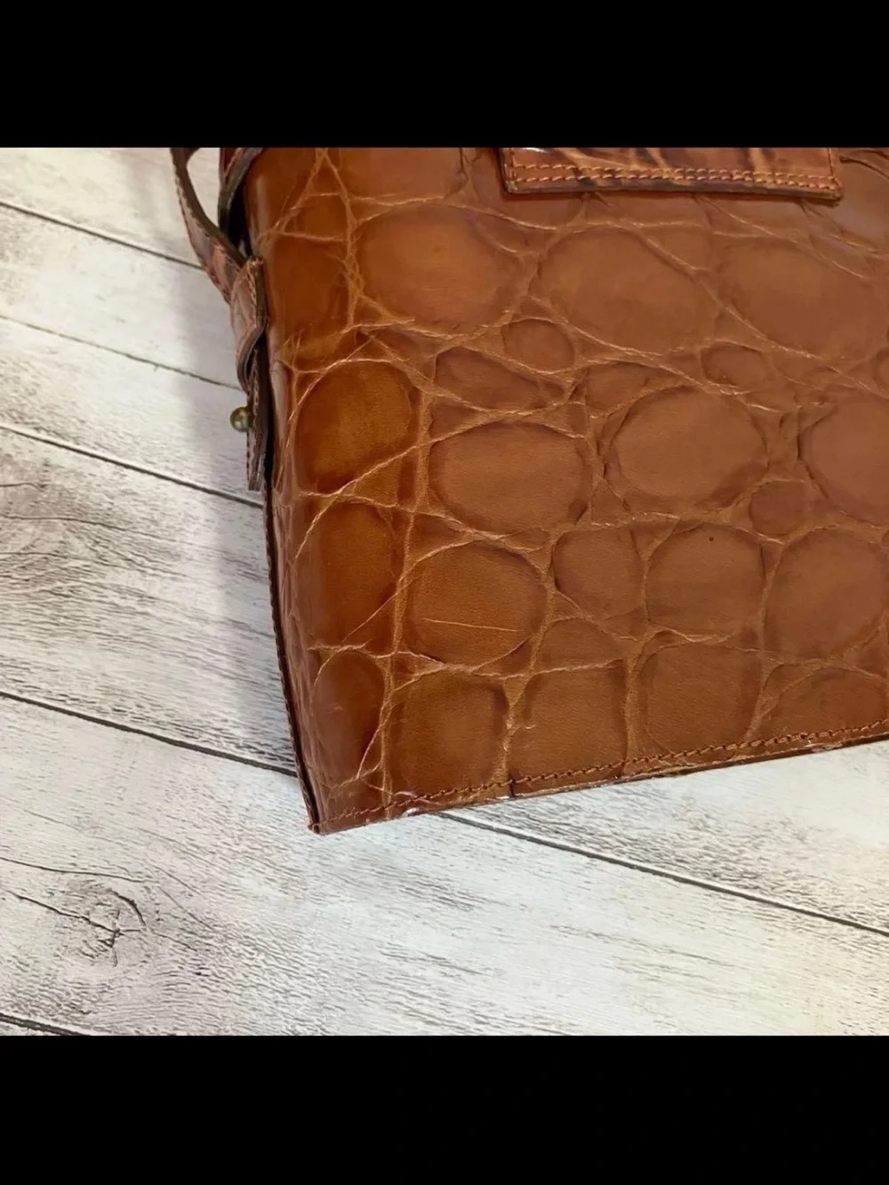 Mulberry Brown Croc-Embossed Leather Shoulder Bag